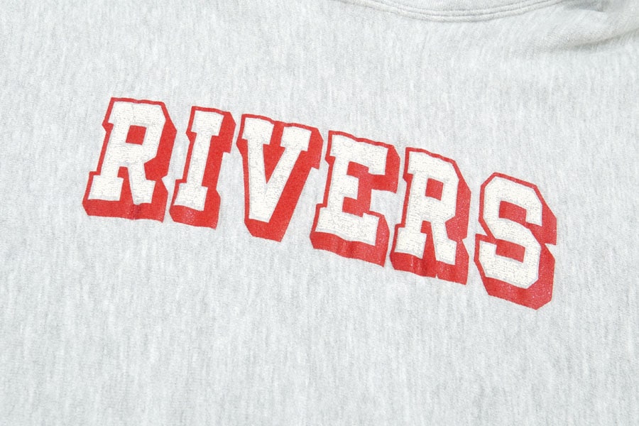 90's 刺繍タグ チャンピオンRWパーカ ''RIVERS'' 袖プリント入り