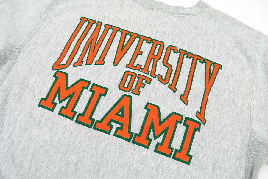 80's プリントタグ チャンピオンRW ''UNIVERSITY OF MIAMI