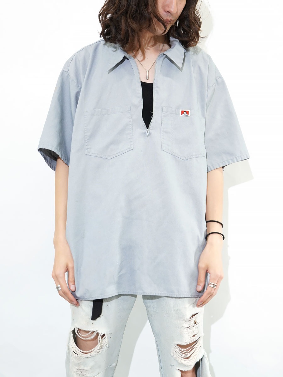 80'S BEN DAVIS HALF ZIP S/S SHIRT (SIZE. XX LARGE) MADE IN USA