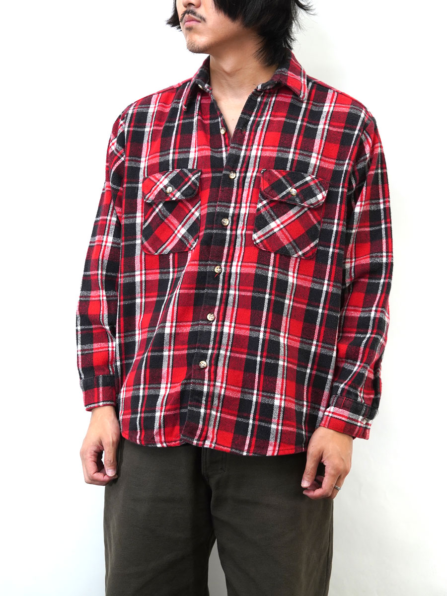fivebrother 90s ウールネルシャツ 好配色 usa製 90's FIVEBROTHER 好配色チェック フランネルシャツ 表記(L) USA