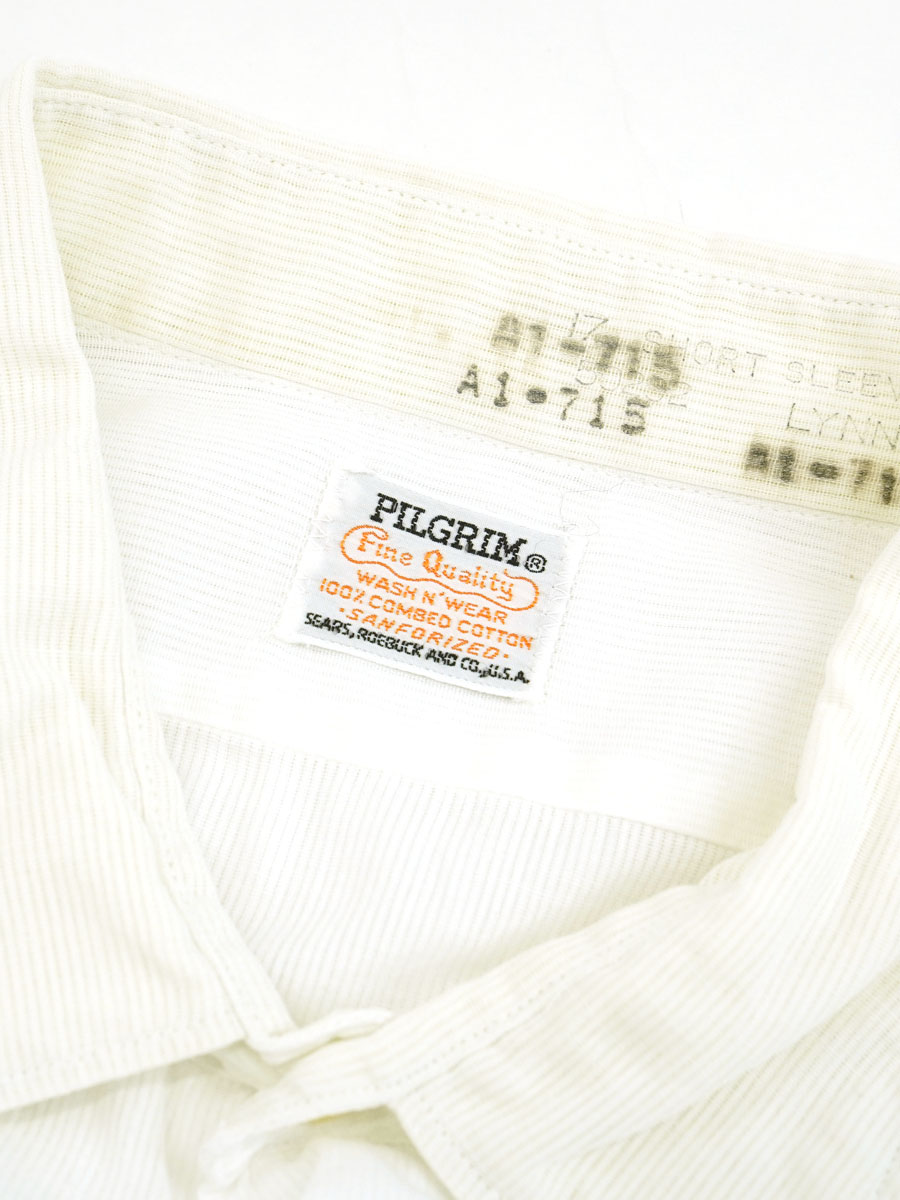 60年代 PILGRIM 半袖オープンシャツ 60's PILGRIM 無地 オープンカラー 半袖シャツ ホワイト 表記(L