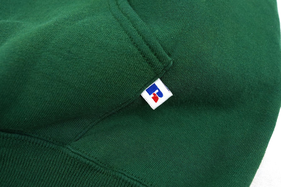 90's✨ USA製 ラッセル RUSSEL ATHLETIC パーカー 緑 90's RUSSELL ATHLETIC 無地スウェットパーカ グリーン 表記(L