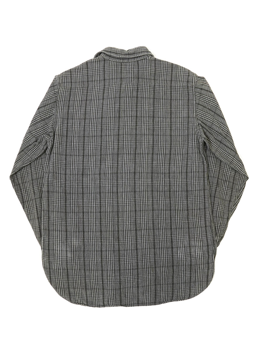 60's PENNEY'S ブラック/グレー チェック 皿ボタン マチ付き フランネルシャツ 表記(S)