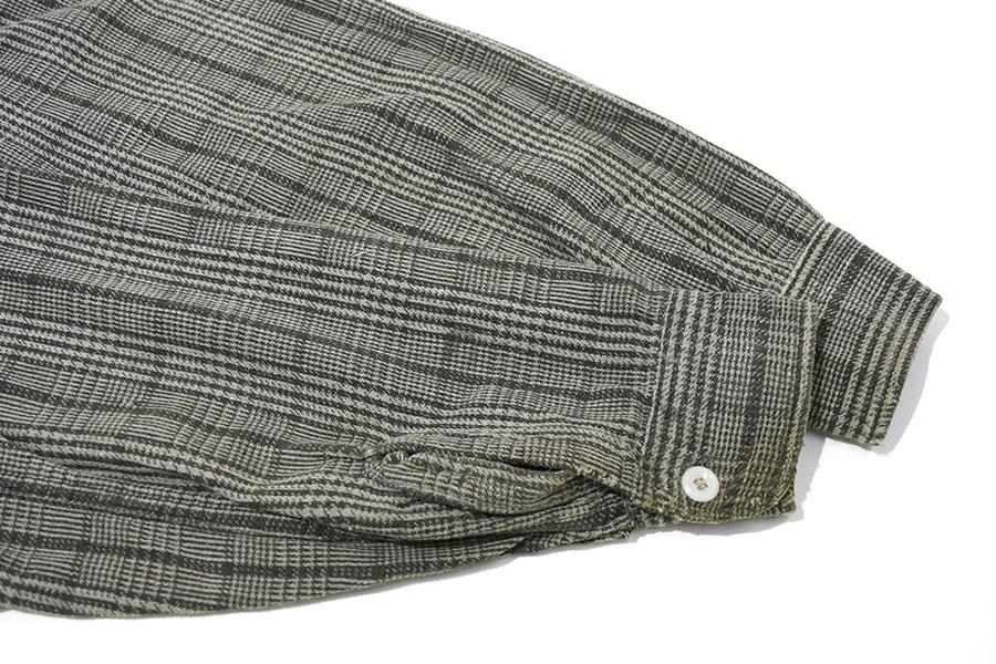 60's PENNEY'S ブラック/グレー チェック 皿ボタン マチ付き フランネルシャツ 表記(S)