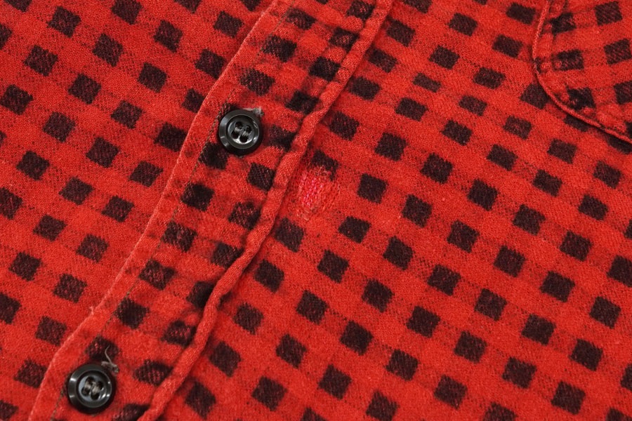60's PENNEY'S 黒赤チェック プリントフランネルシャツ 表記(M)