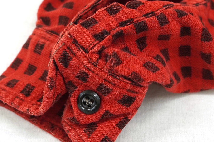 60's PENNEY'S 黒赤チェック プリントフランネルシャツ 表記(M)