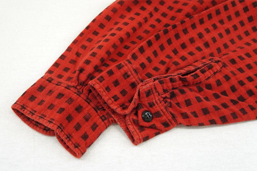 60's PENNEY'S 黒赤チェック プリントフランネルシャツ 表記(M)