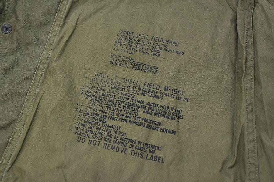 52's U.S.ARMY M-51 フィールドジャケット 表記(REGULAR-MEDIUM
