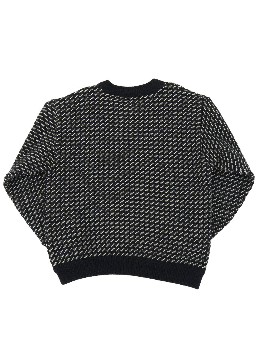 90's L.L.Bean バーズアイ ニットセーター ネイビー 表記(L) MADE IN