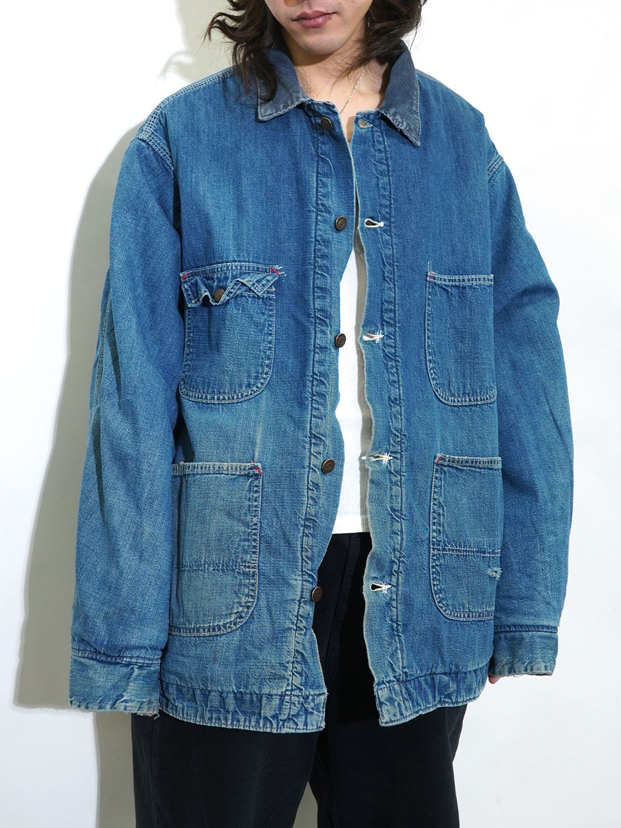 70's Sears 襟コーズ 裏ブランケットライナー デニムカバーオール 実寸