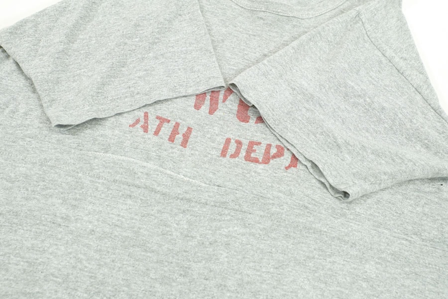 70's バータグ チャンピオン ''WU ATH DEPT'' ステンシル 霜降りT