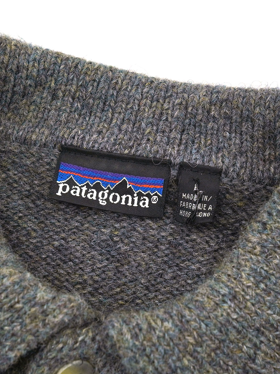 90 パタゴニア 100%ウール ニットポロ ミックスカラー 表記(L