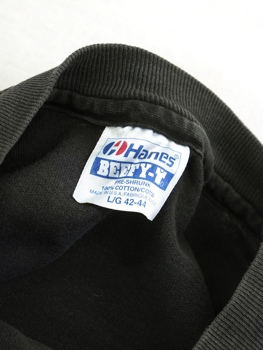 80's～ Hanes ''GATE CODE'' 袖プリントTシャツ 表記(L) USA製