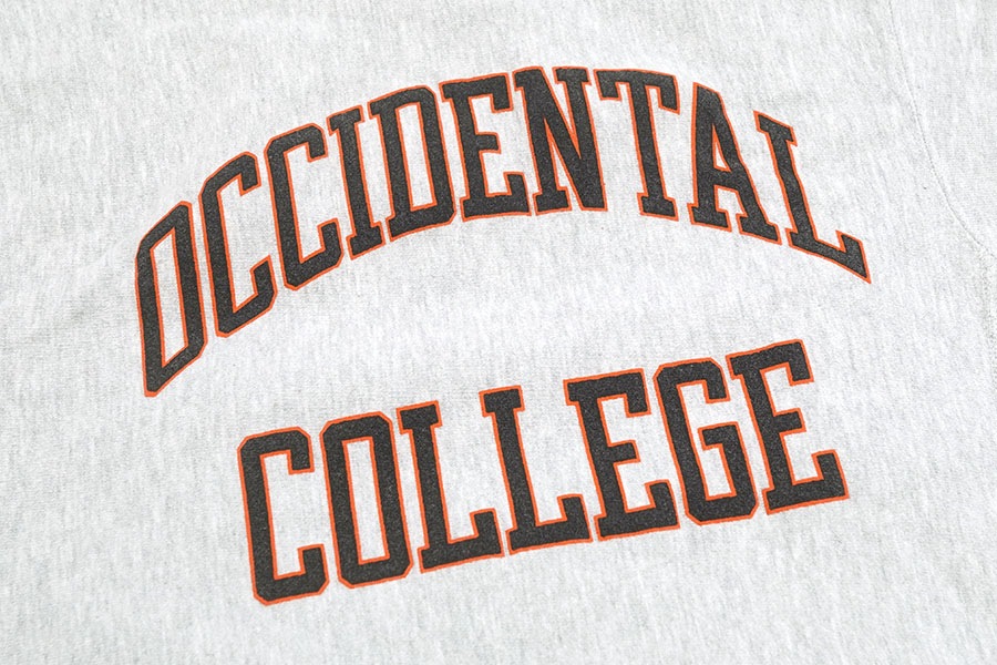 90's CHAMPION RWクルー ''OCCIDENTAL COLLEGE'' グレー 表記(L) USA製