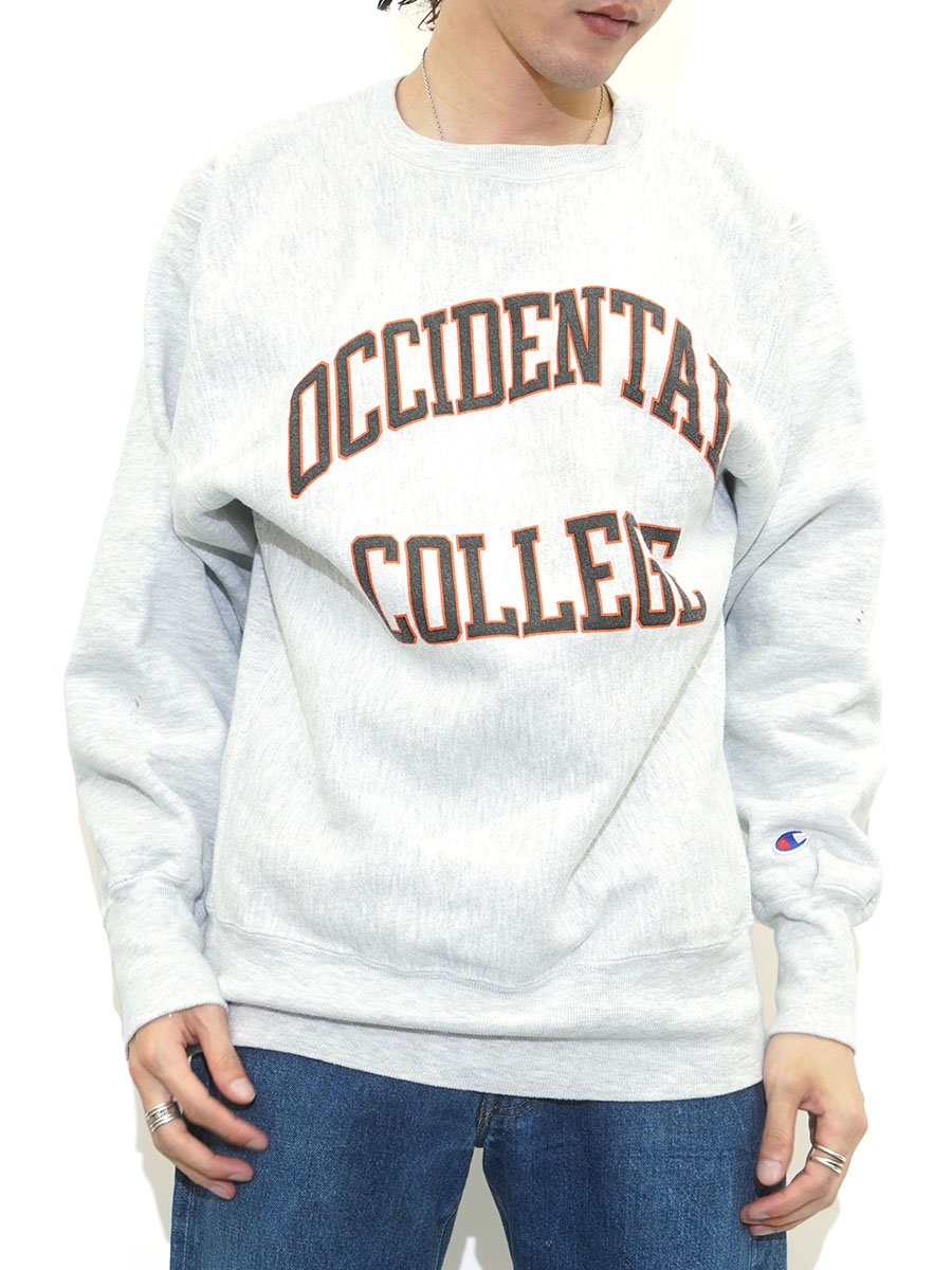 90's CHAMPION RWクルー ''OCCIDENTAL COLLEGE'' グレー 表記(L) USA製