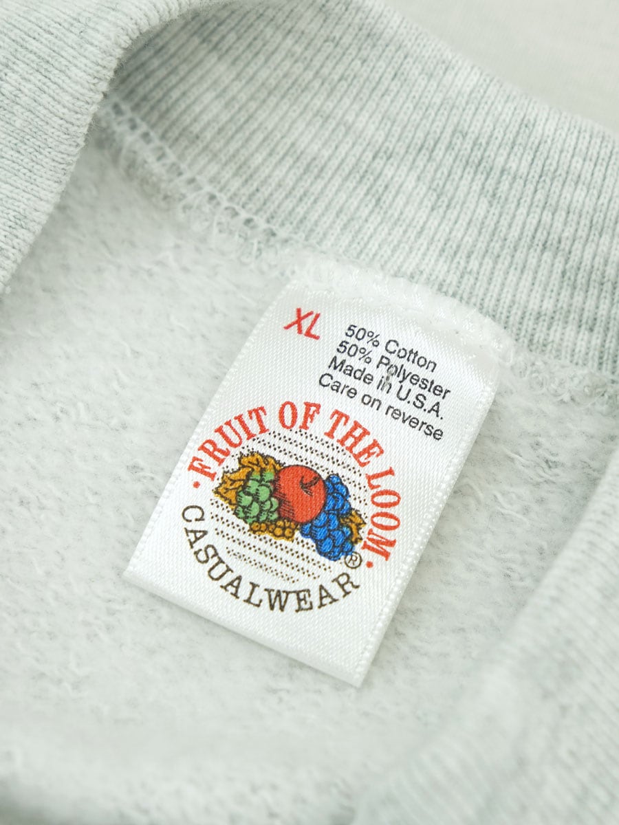 80's～ FRUIT OF THE LOOM 無地スウェット ライト杢グレー 表記(XL