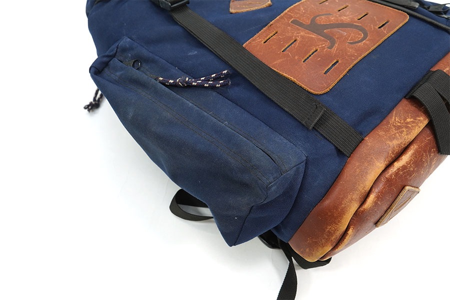 80's～ JANSPORT レザー切り替え バックパック ネイビー USA製