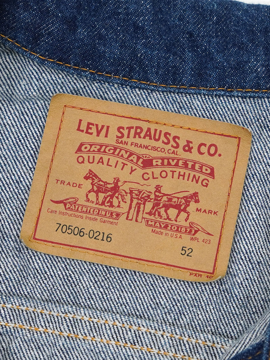90's Levi's 70506 デニムジャケット 4ポケット 濃青 デカパッチ 表記