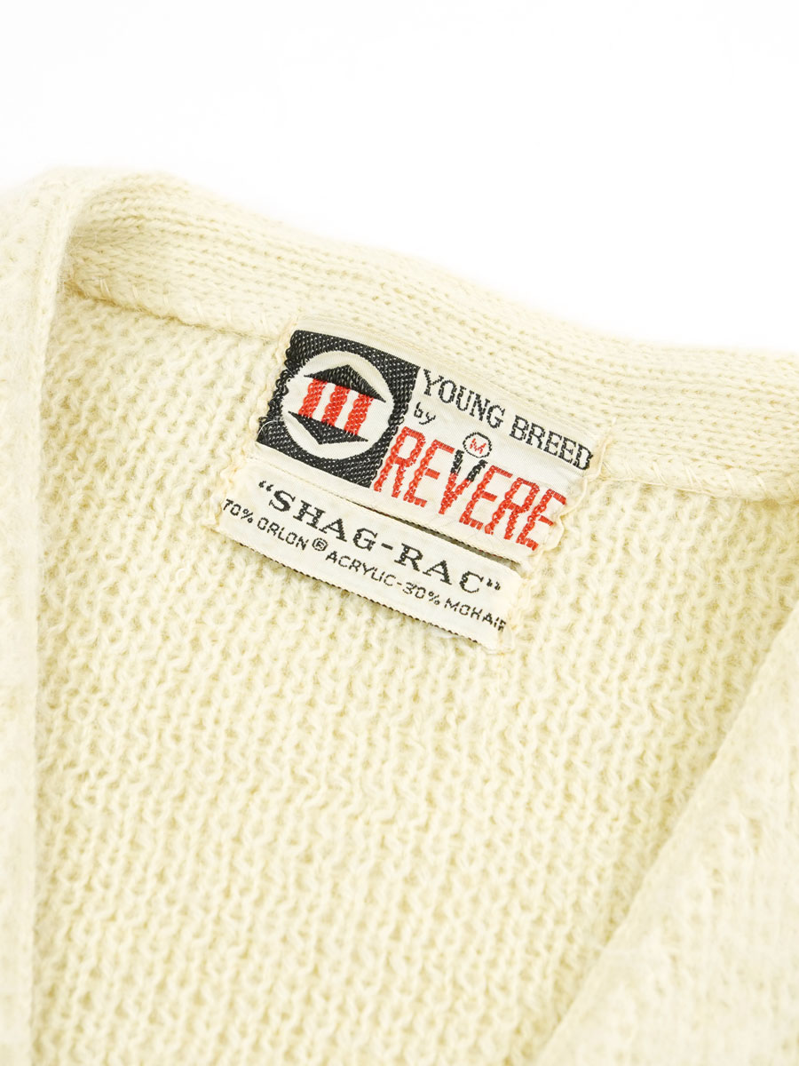 トップス 60's YOUNG BREED BY REVERE SHAG-RAC S Vintage 60s Young Breed REVERE Shag-Rac Cardigan M Yellow Mohair