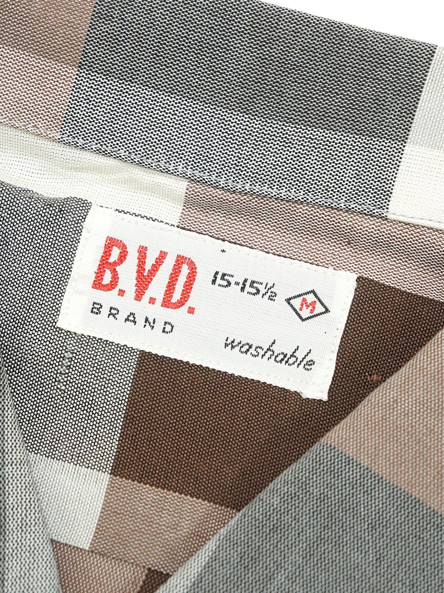 50's B.V.D 好配色ブロックチェック ロングスリーブシャツ 表記(M) DEAD