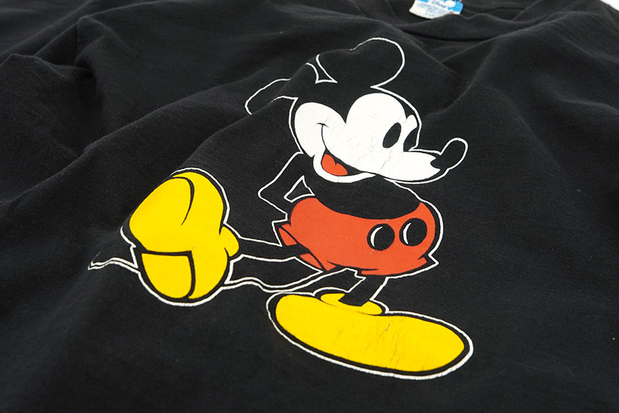 80's Disney ミッキーマウス Tシャツ ブラック！ 表記(XL) USA製