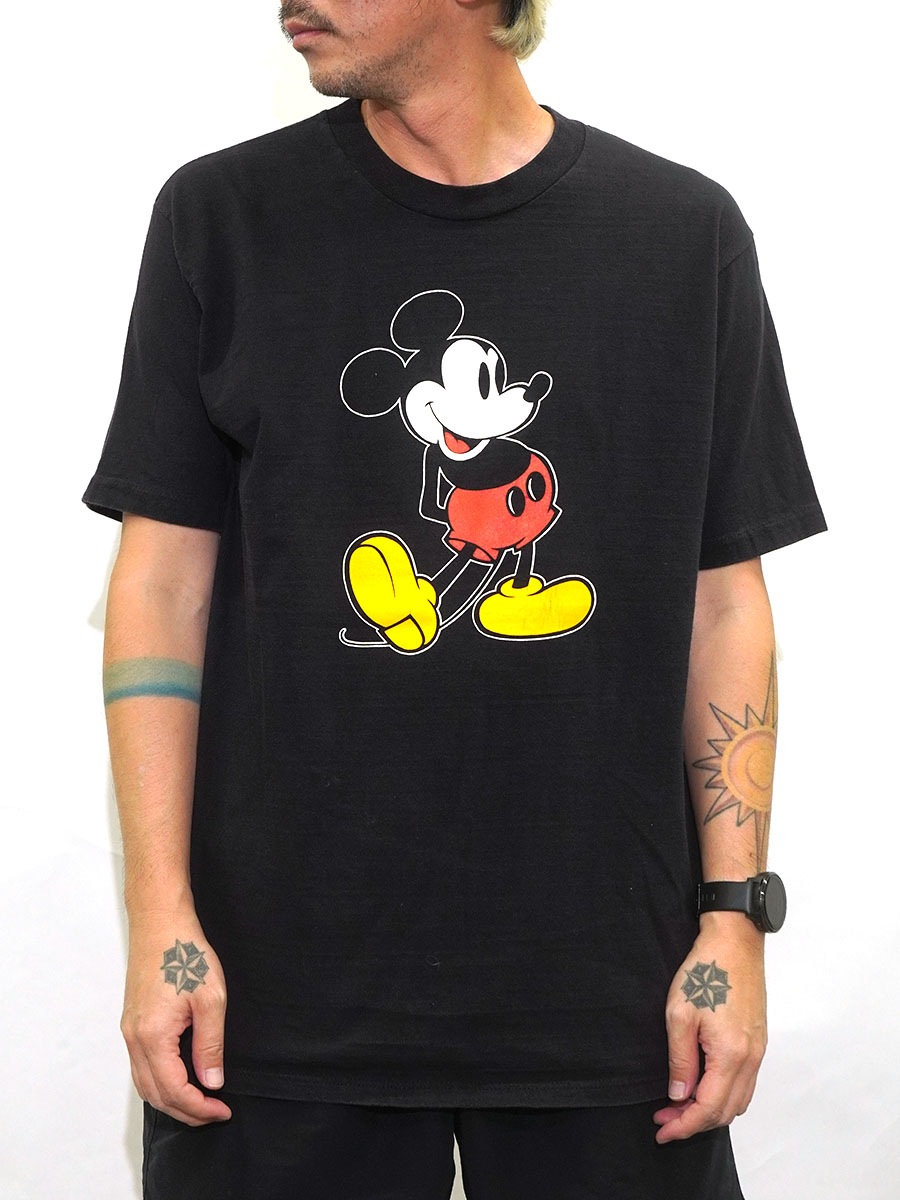 80's Disney ミッキーマウス Tシャツ ブラック！ 表記(XL) USA製