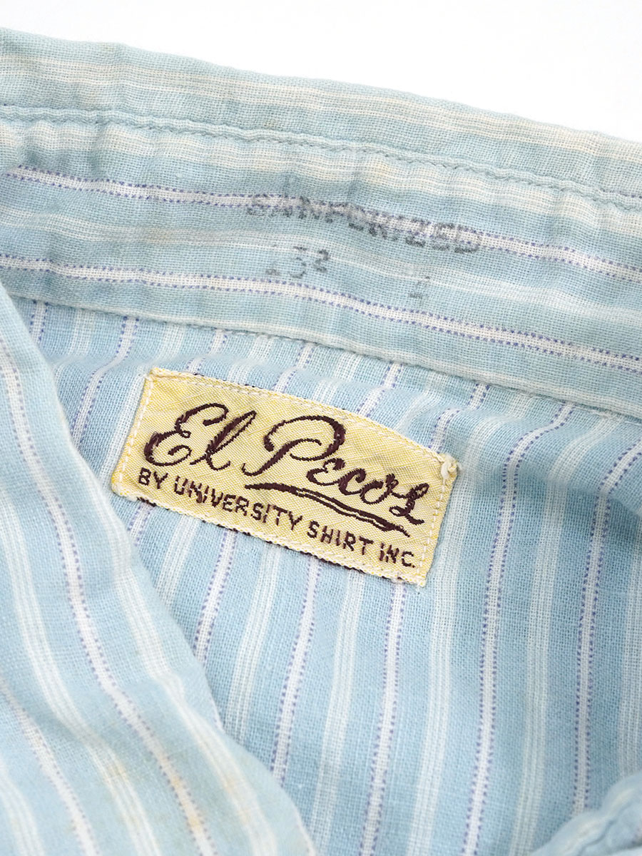 60'S El PECOS STRIPE PATTERN COTTON WESTERN SHIRT  (SIZE.15 1/2)