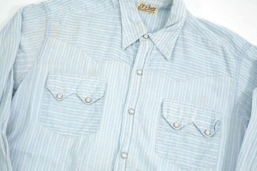 60'S El PECOS STRIPE PATTERN COTTON WESTERN SHIRT  (SIZE.15 1/2)