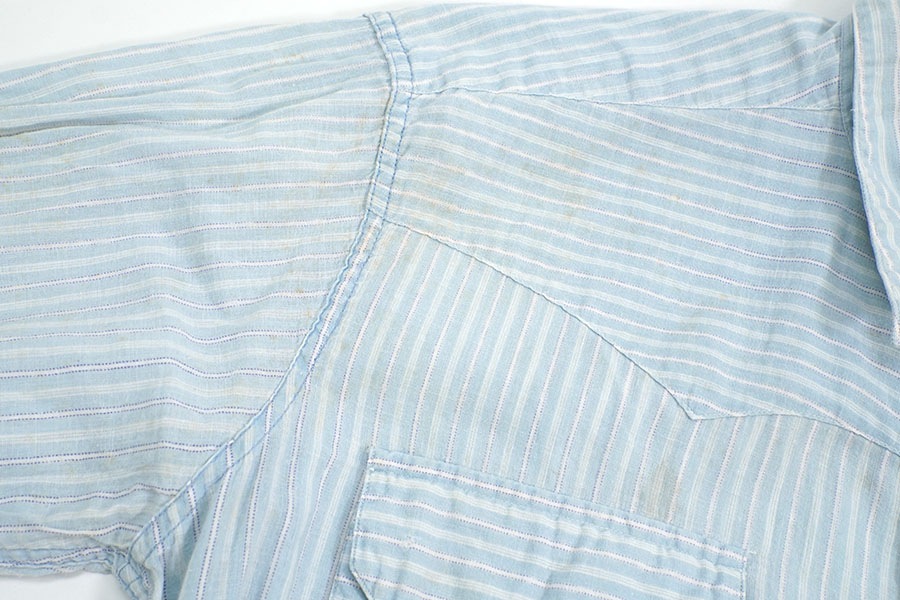 60'S El PECOS STRIPE PATTERN COTTON WESTERN SHIRT  (SIZE.15 1/2)