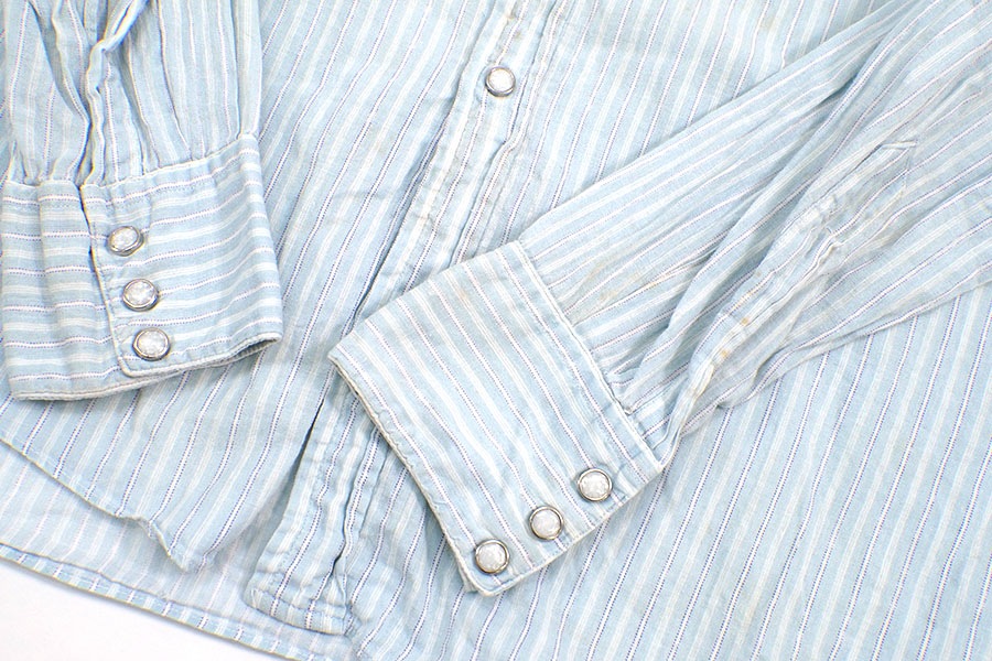 60'S El PECOS STRIPE PATTERN COTTON WESTERN SHIRT  (SIZE.15 1/2)