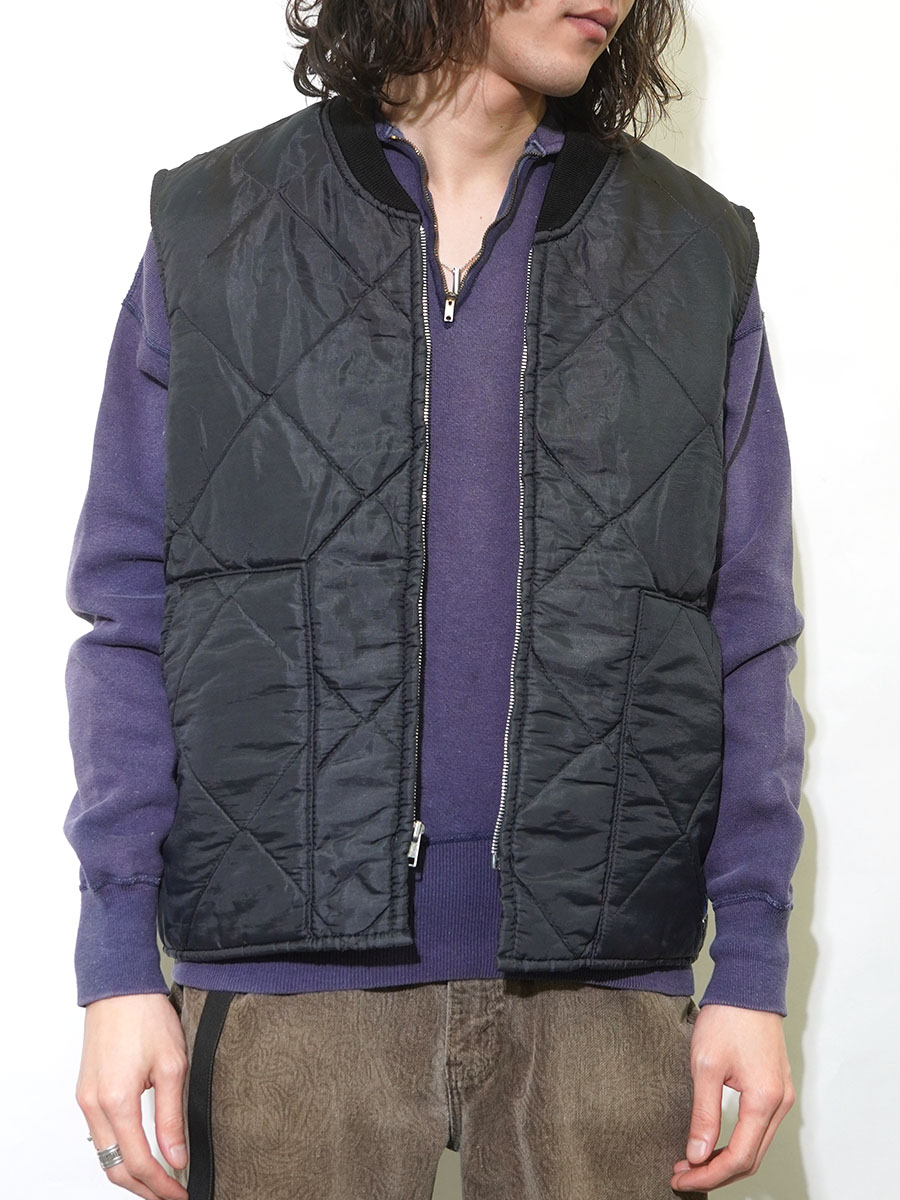 80'S BIG SMITH QUILTING VEST BLACK (APPROX.X LARGE) | NEW ITEM