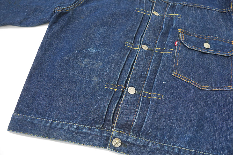 50's Levi's 506XX デニムジャケット スライドバックル 濃紺 実寸(42位) レザーパッチ残り