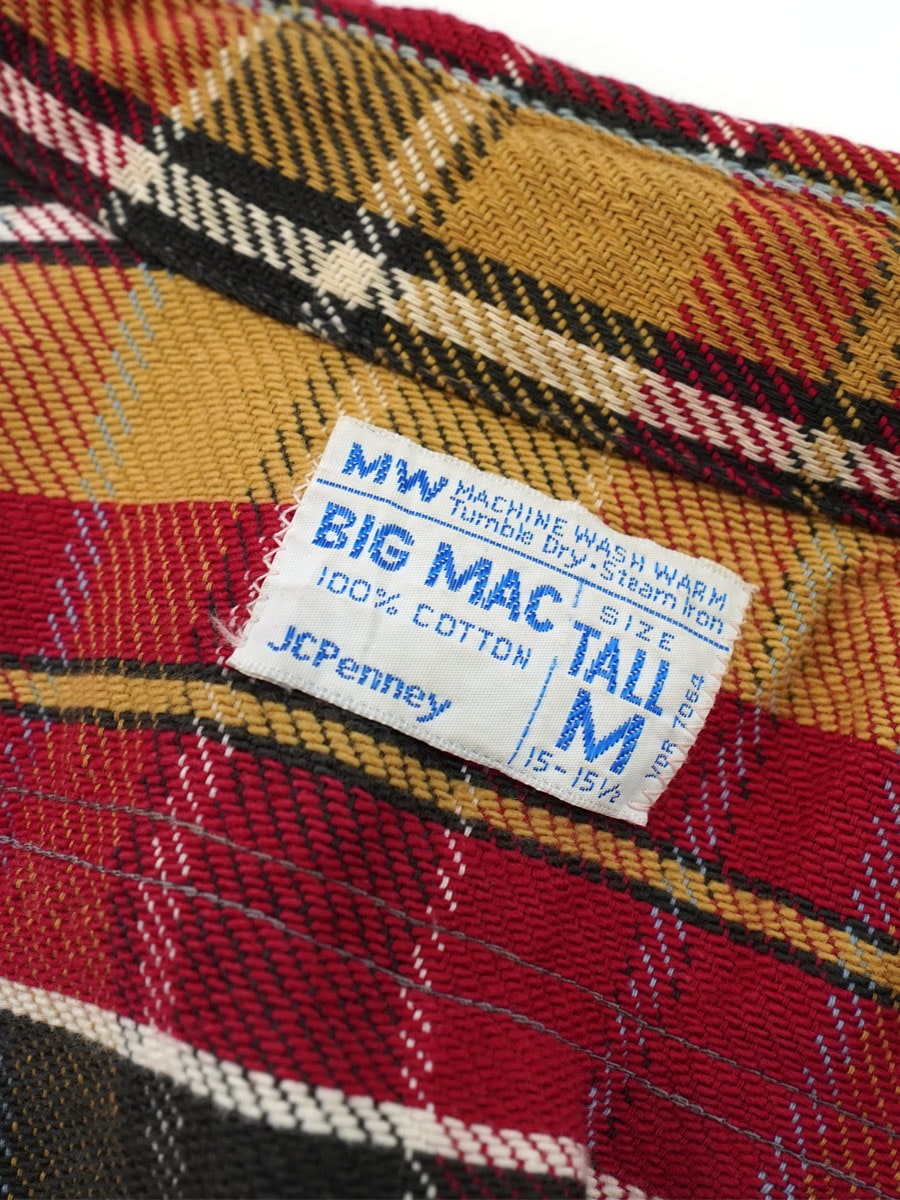 70's 単色タグ BIG MAC 好配色チェック フランネルシャツ 表記(M