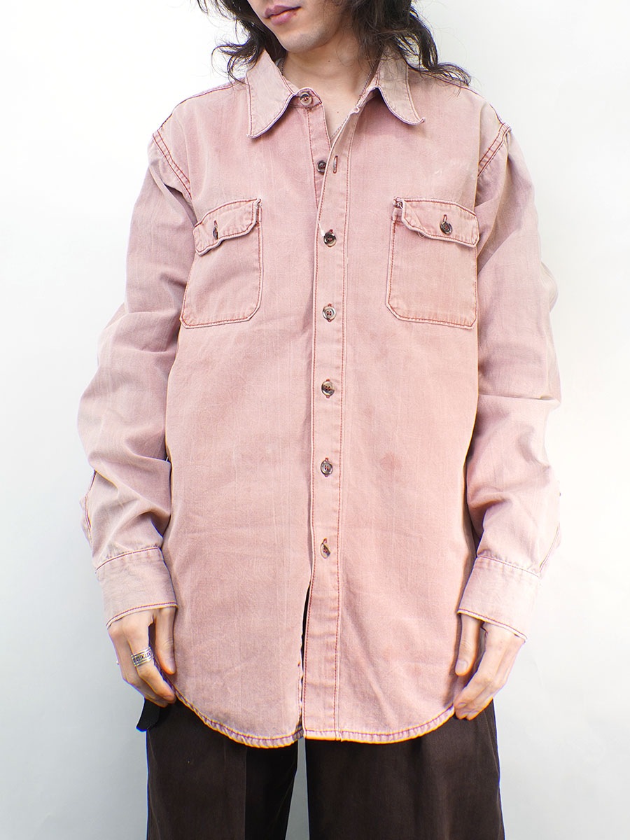 70's 初期タグ パタゴニア コットンワークシャツ ピンク 表記(XL
