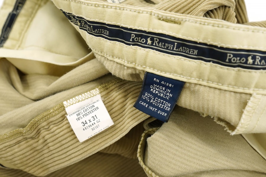 RALPH LAUREN WIDE WALE 2-TUCK CORDUROY PANTS BEIGE (SIZE. W34 L31) ANDREW PANT