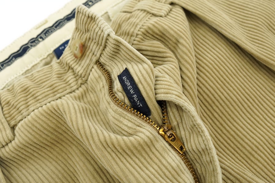 RALPH LAUREN WIDE WALE 2-TUCK CORDUROY PANTS BEIGE (SIZE. W34 L31) ANDREW PANT