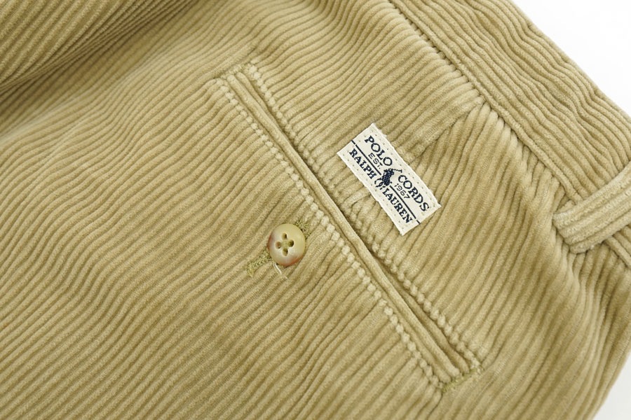 RALPH LAUREN WIDE WALE 2-TUCK CORDUROY PANTS BEIGE (SIZE. W34 L31) ANDREW PANT