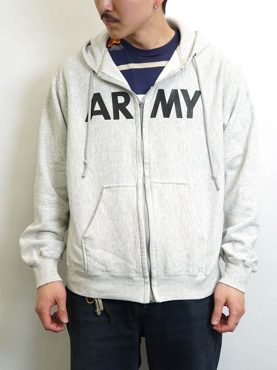 98's U.S.ARMY フルジップ スウェットパーカ グレー 表記(L)