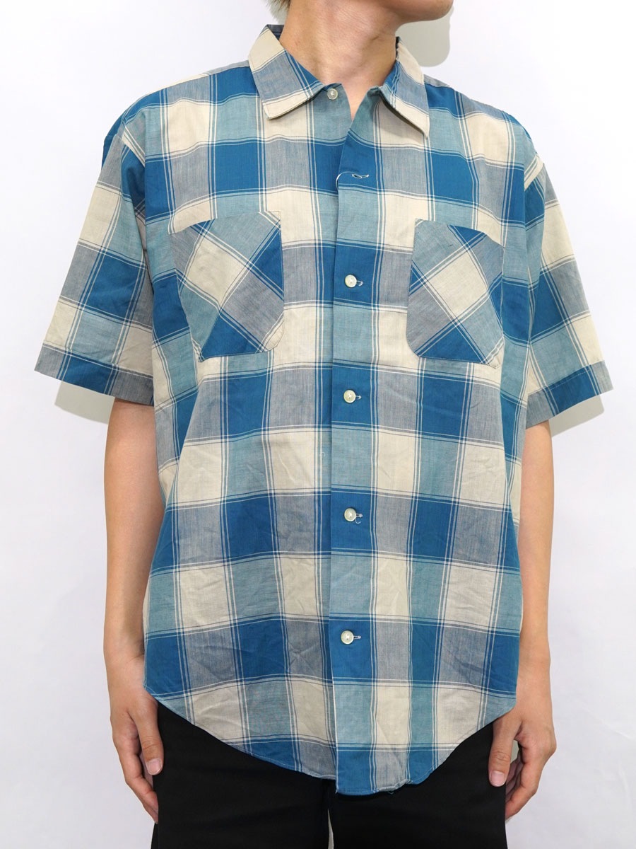 60's CAMPUS 100%コットン チェック柄 半袖シャツ 表記(XL) | NEW ITEM
