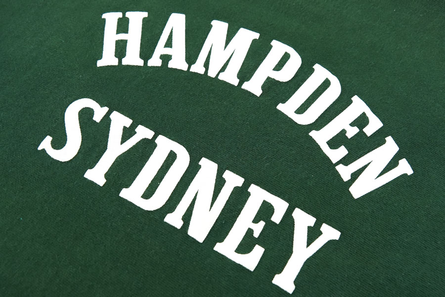 90's 刺繍タグ チャンピオンRW ''HAMPDEN SYDNEY'' グリーン 表記(L) USA製