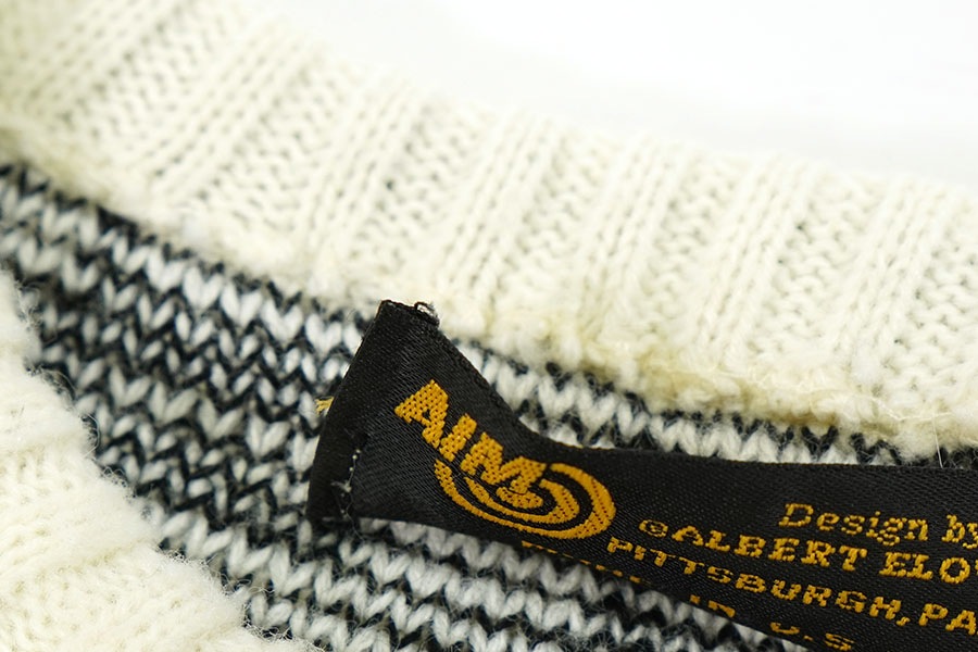 80's AIM 音符柄 アクリルニットセーター 白黒 表記(M) USA製 | すべて