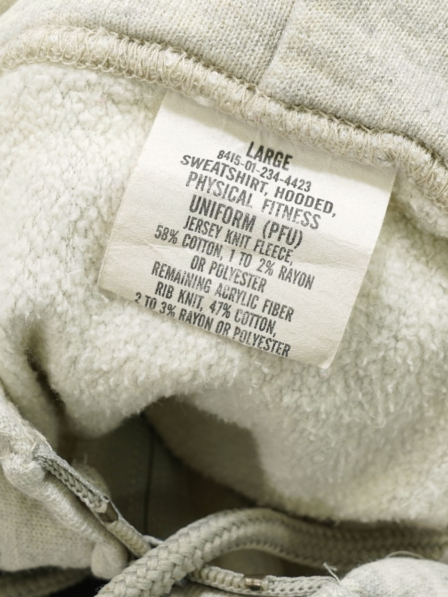 94's U.S.ARMY フルジップ スウェットパーカ グレー 表記(L)