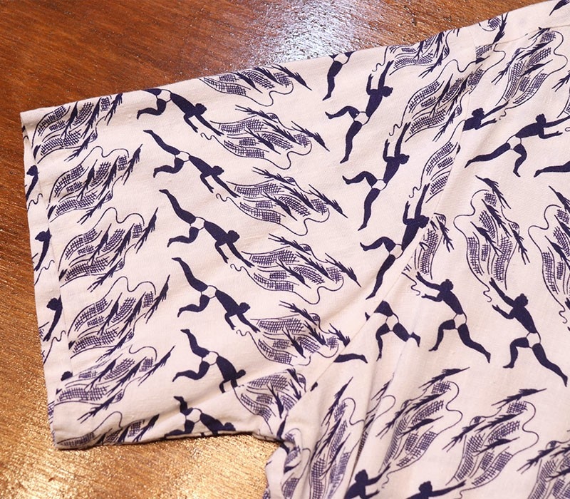 1950s S/S RAYON SHIRT , Size L