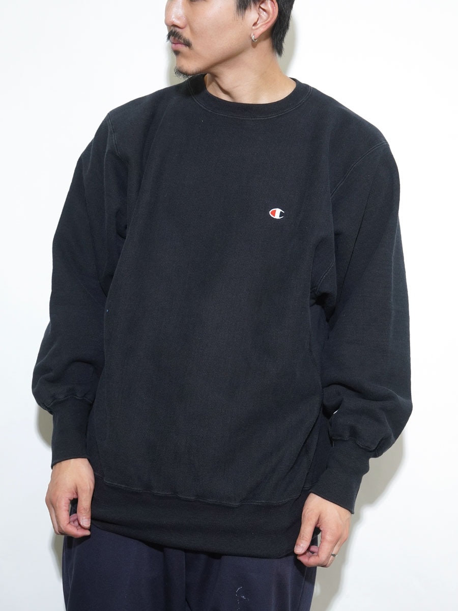 90's 刺繍タグ チャンピオンRW 無地 ブラック 表記(XL) USA製