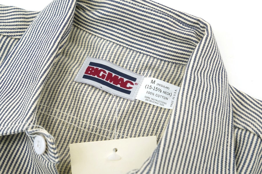 80'S BIG MAC HICKORY STRIPE WORK SHIRT (SIZE.MEDIUM) NOS | NEW