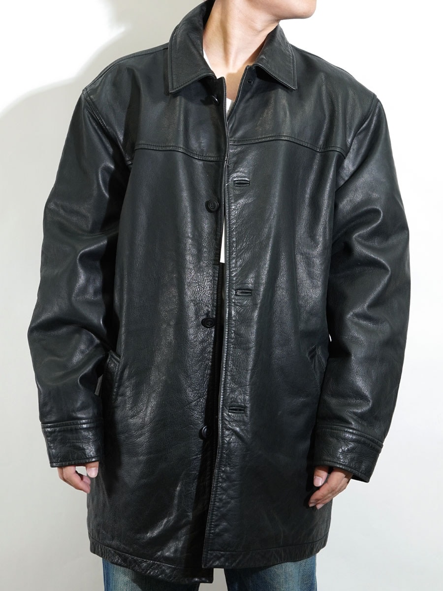 GAP カーコート レザーコート　xs xxs OLD GAP レザーカーコート ブラック 表記(L) | NEW ITEM