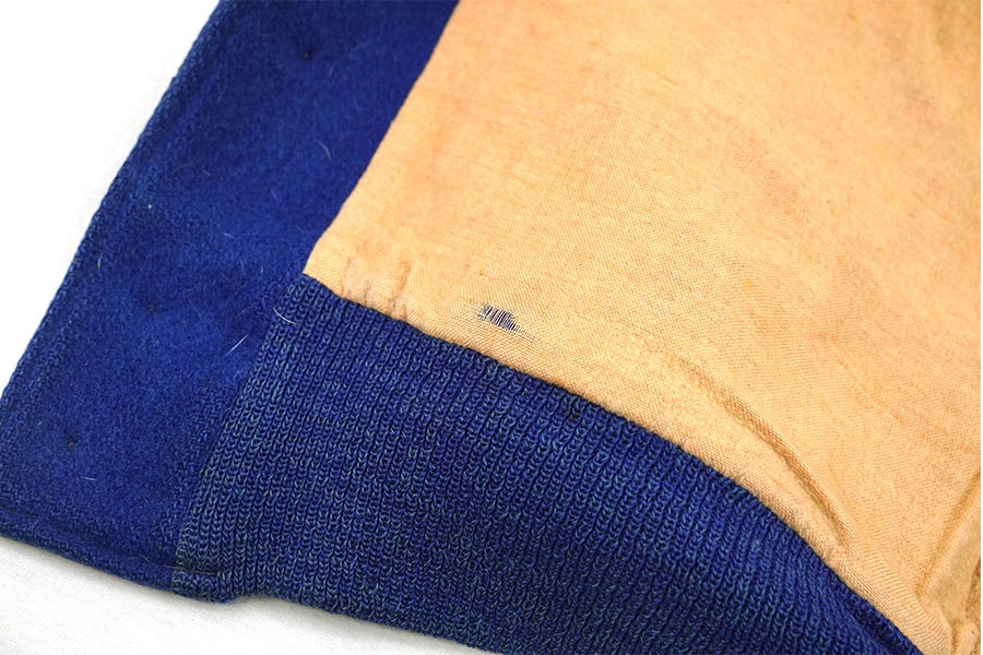 50's～ ''SOUTH TEXAS JUNIOR COLLEGE'' 背面チェーンステッチ メルトンボタスタ ブルー 実寸(38位)