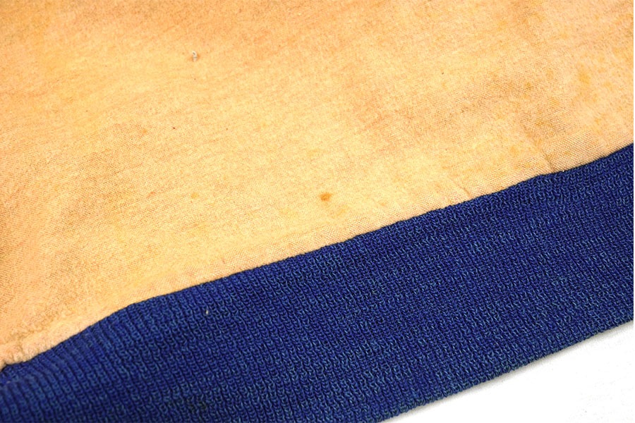 50's～ ''SOUTH TEXAS JUNIOR COLLEGE'' 背面チェーンステッチ メルトンボタスタ ブルー 実寸(38位)