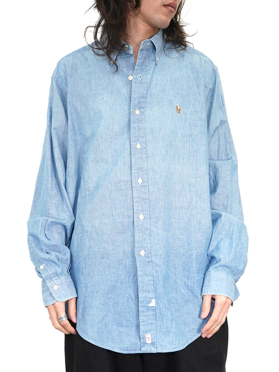 ラルフローレン ポニー刺繍 100％コットン ボタンダウンシャツ 表記(L