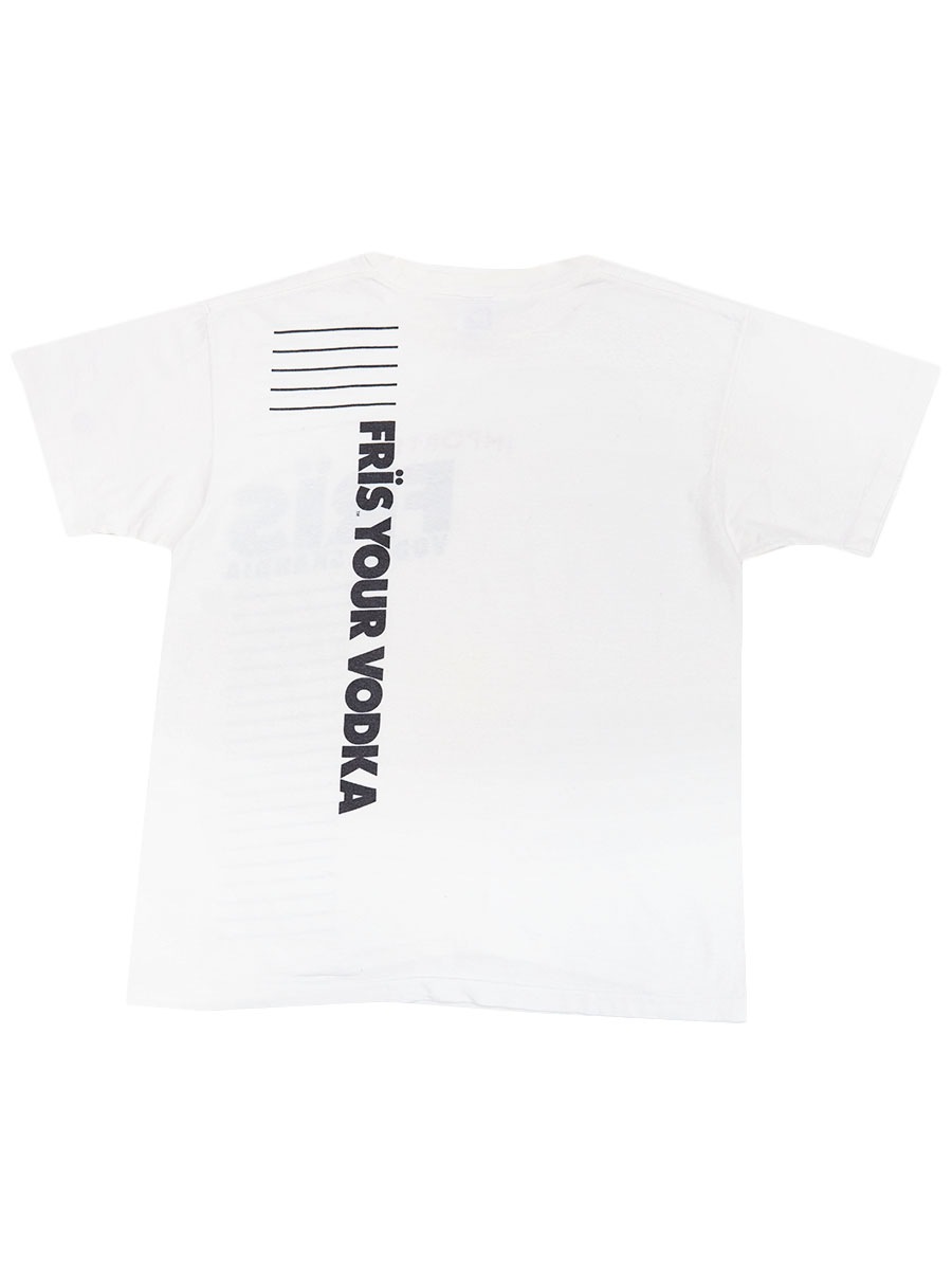 90's anvil ''IMPORTED FRIS VODKA SKANDIA'' ウォッカ プリントTシャツ 白 表記(L) USA製